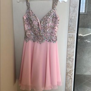 PINK JEWELED FORMAL DRESS